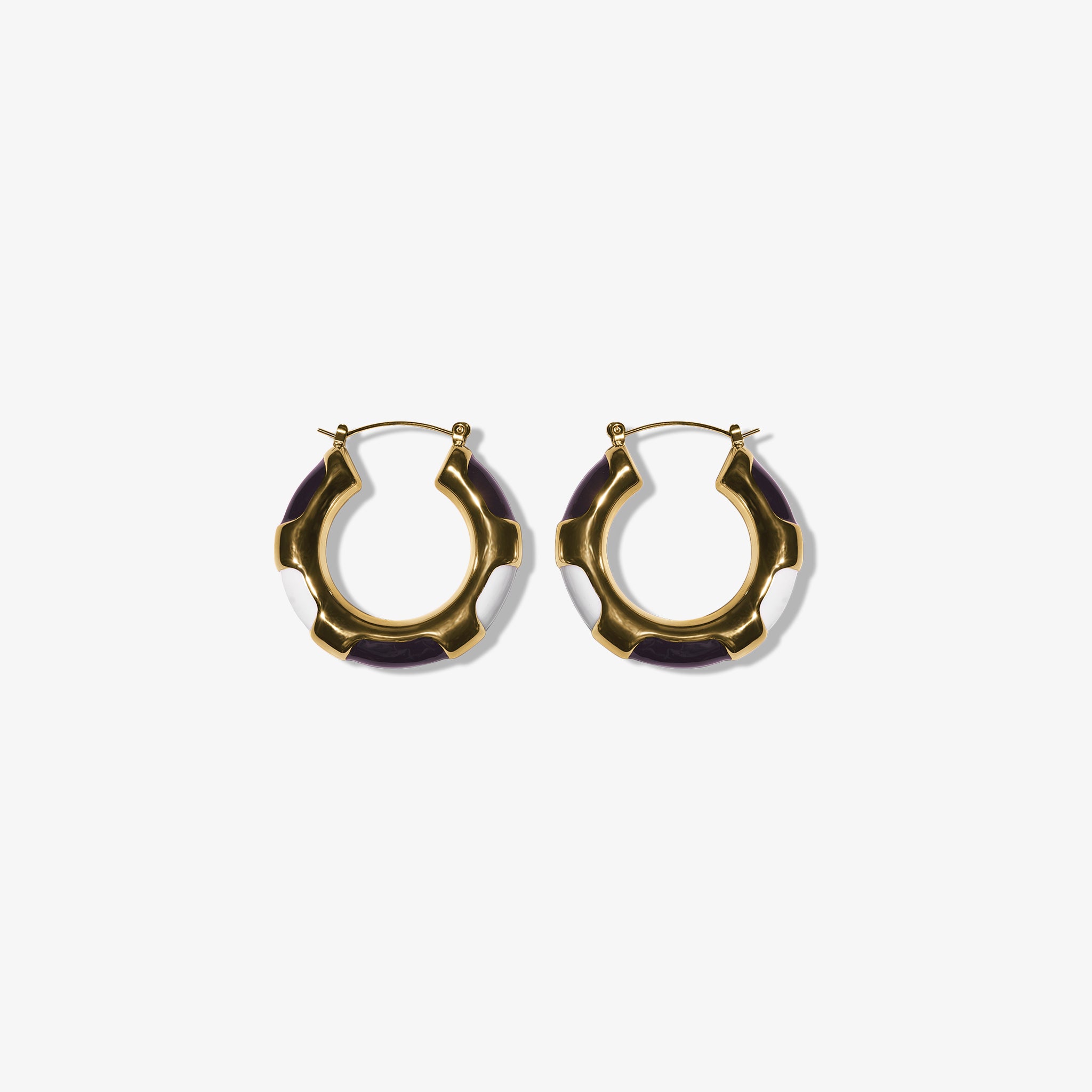 LAURA BLACK AND WHITE HOOP ENAMEL EARRINGS