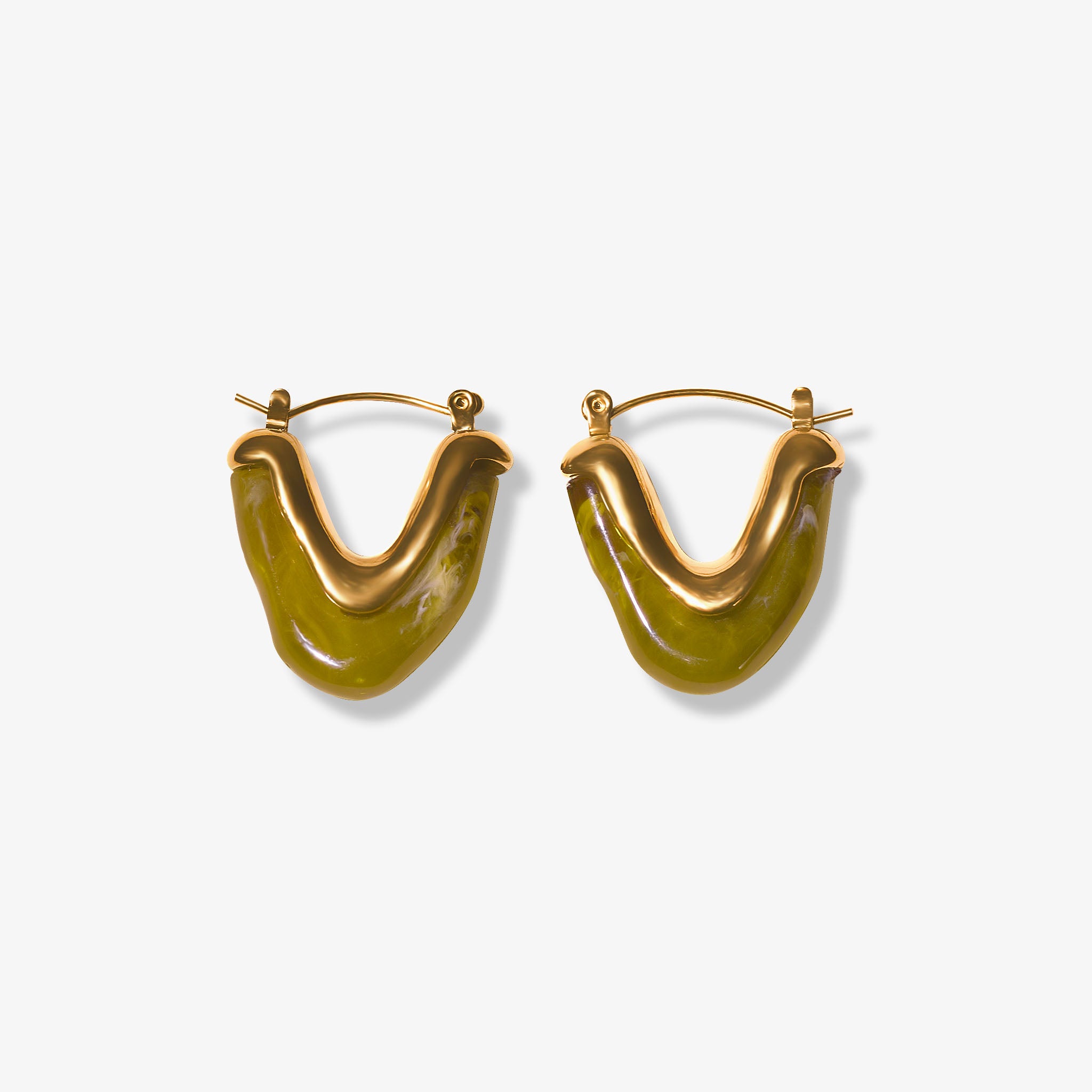 LIVIA GREEN ACRYLIC HOOP EARRINGS